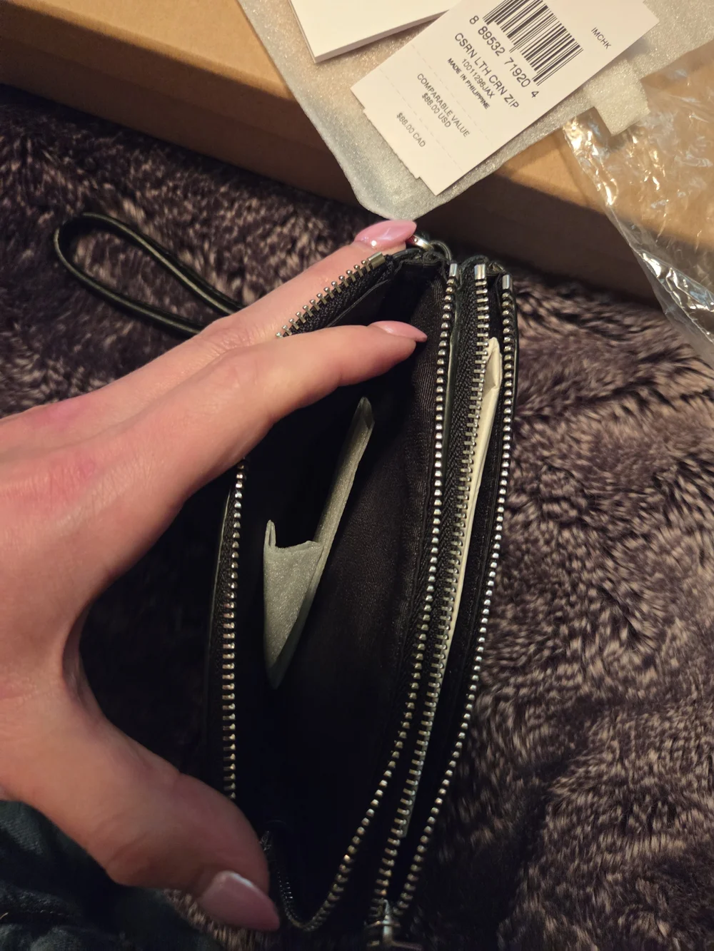 COACH Black Signature Zip Wristlet